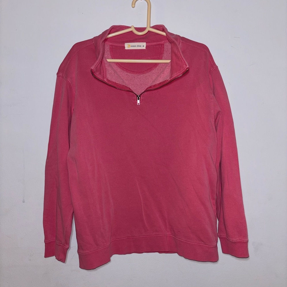 Ocean Drive Pink Quarter-Zip Sweater